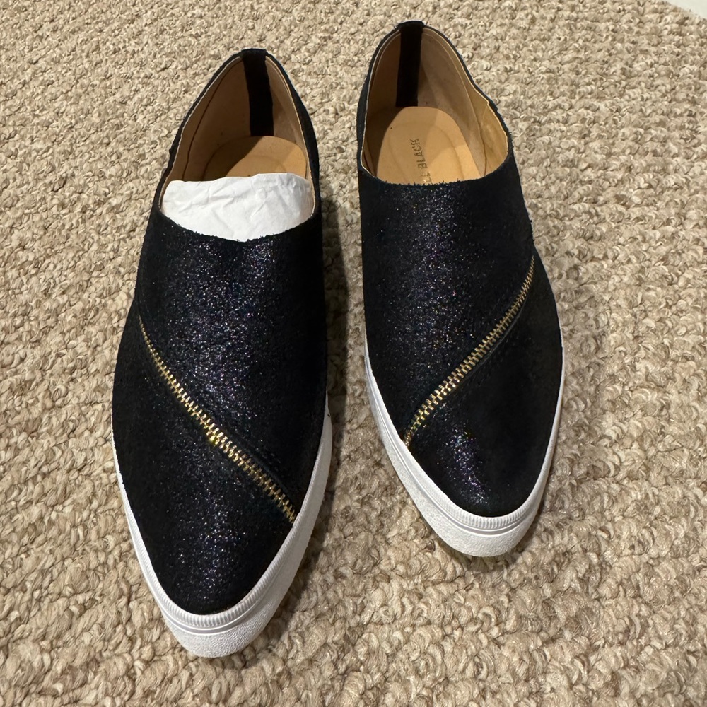 Elegant Black Glitter Slip On Shows NWOB